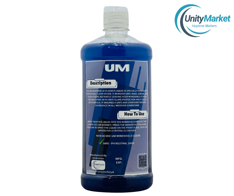 UM Car Windshield Cleaner Liquid 1 Litre – Crystal Clear, Streak - Free, Anti - Glare - Unity Market