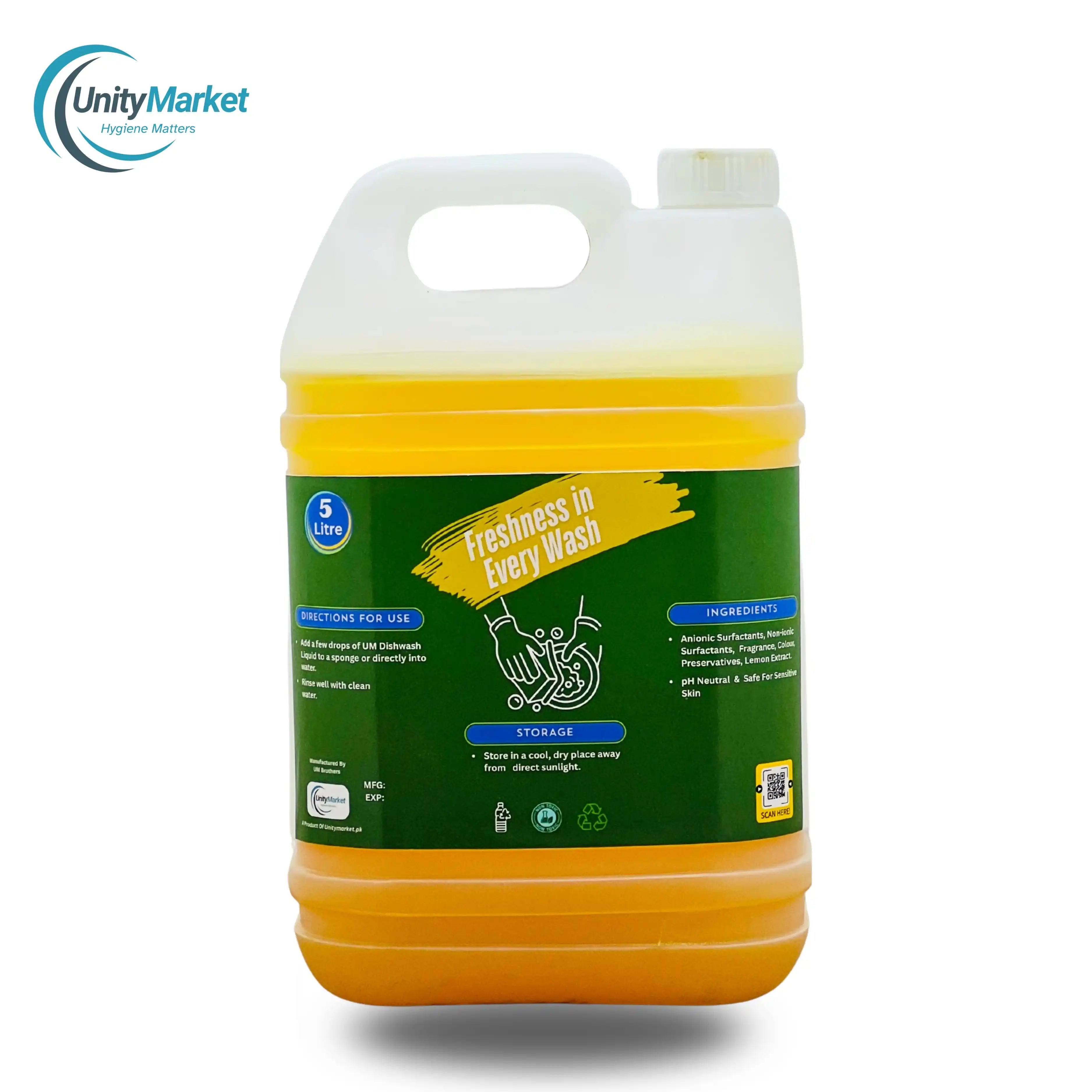 UM Dishwash Lemon 5 Litre – Tough on Grease, Gentle on Hands | Fresh Lemon Power