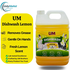 UM Dishwash Lemon 5 Litre – Tough on Grease, Gentle on Hands | Fresh Lemon Power
