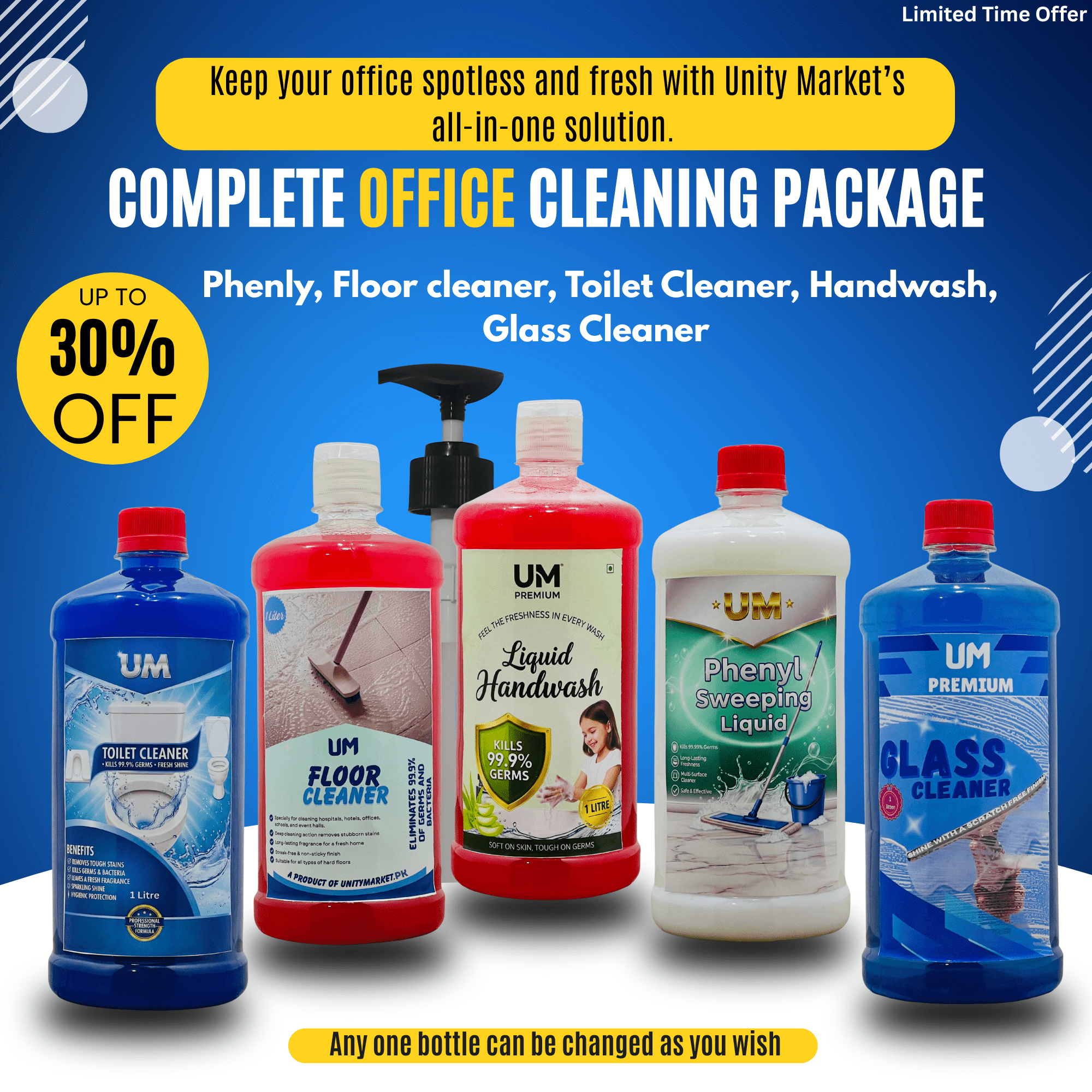 Complete Office Cleaning Package Super Quality 5 - Bottle Value Pack – 30% OFF - Unity Market